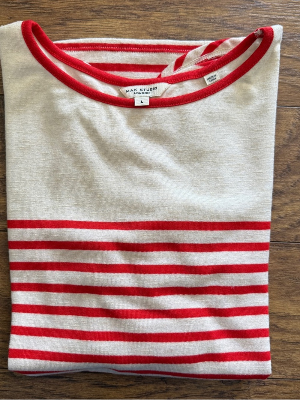 MAX STUDIO LONDON Red Stripe Dolman Top L